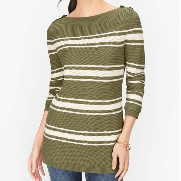 NWT Talbots Striped Boatneck Nautical Buttons Sweater 2X - Picture 1 of 12
